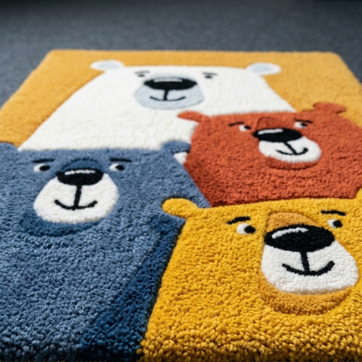 Cute Bear Family Hand-Tufted Rug