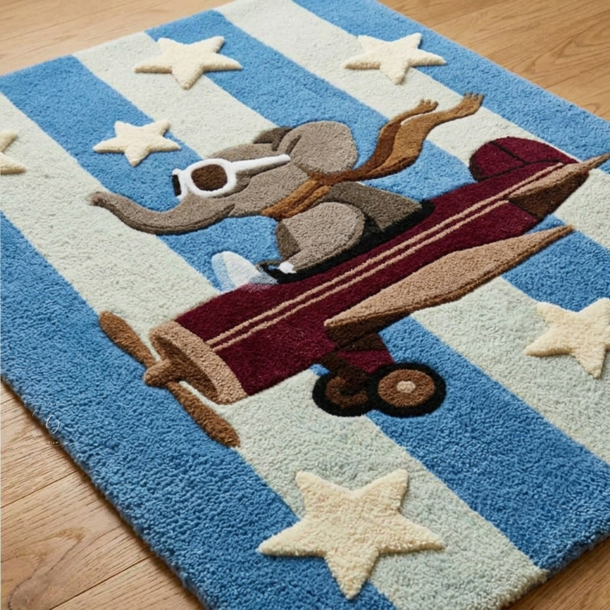 Flying Elephant Pilot Hand-Tufted Rug