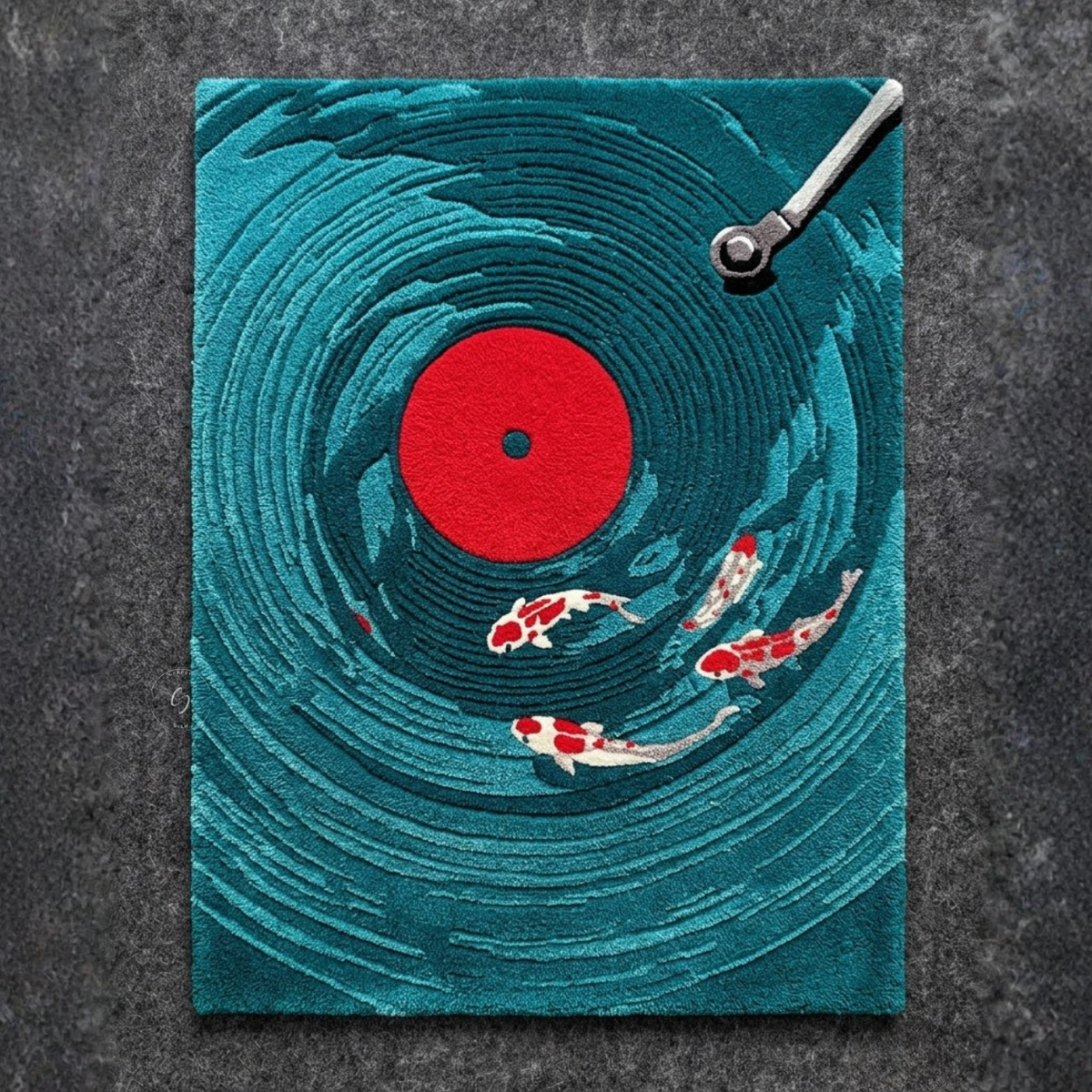 Koi Pond Vinyl Hand Tufted Rug