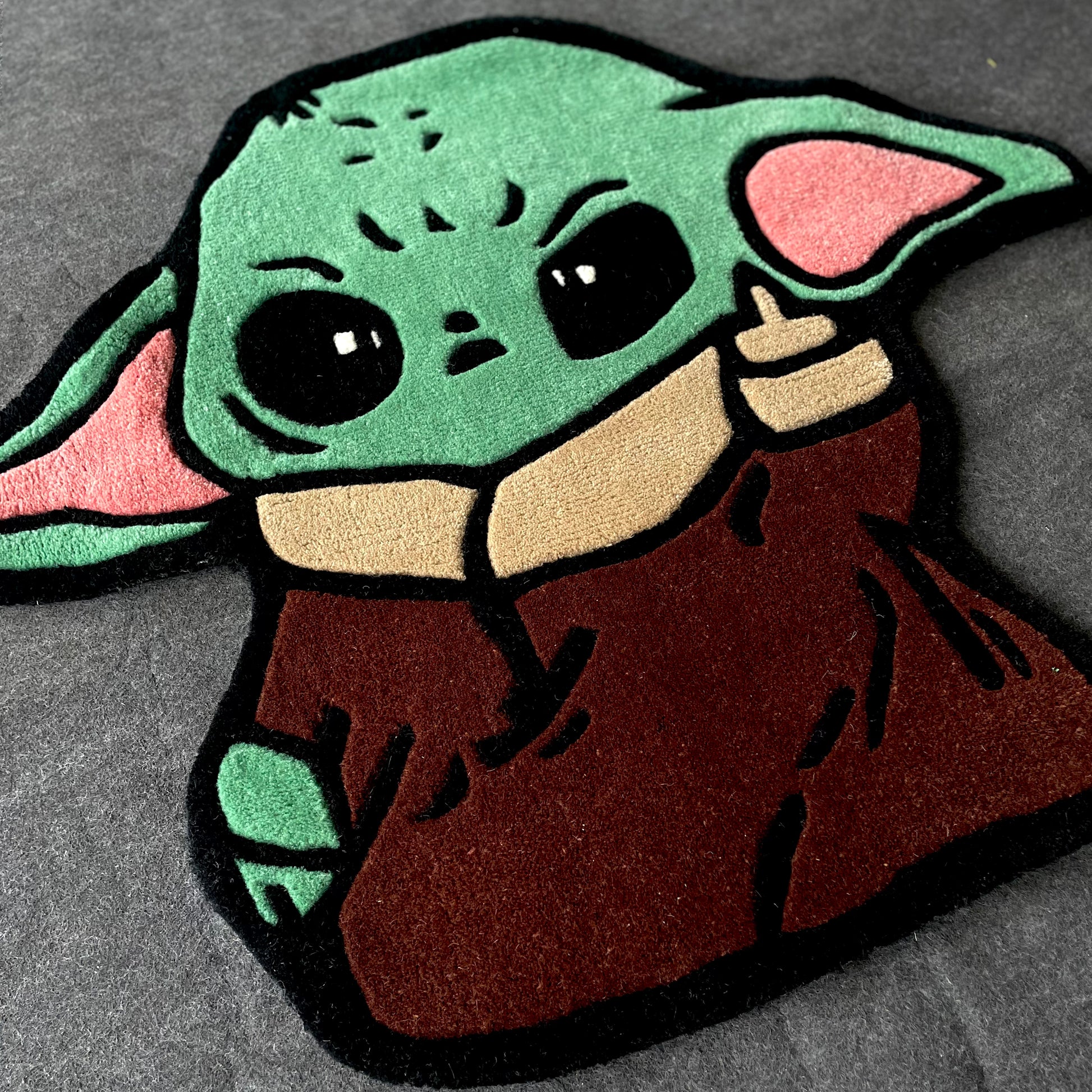 Baby Yoda Middle Finger Hand-Tufted Rug