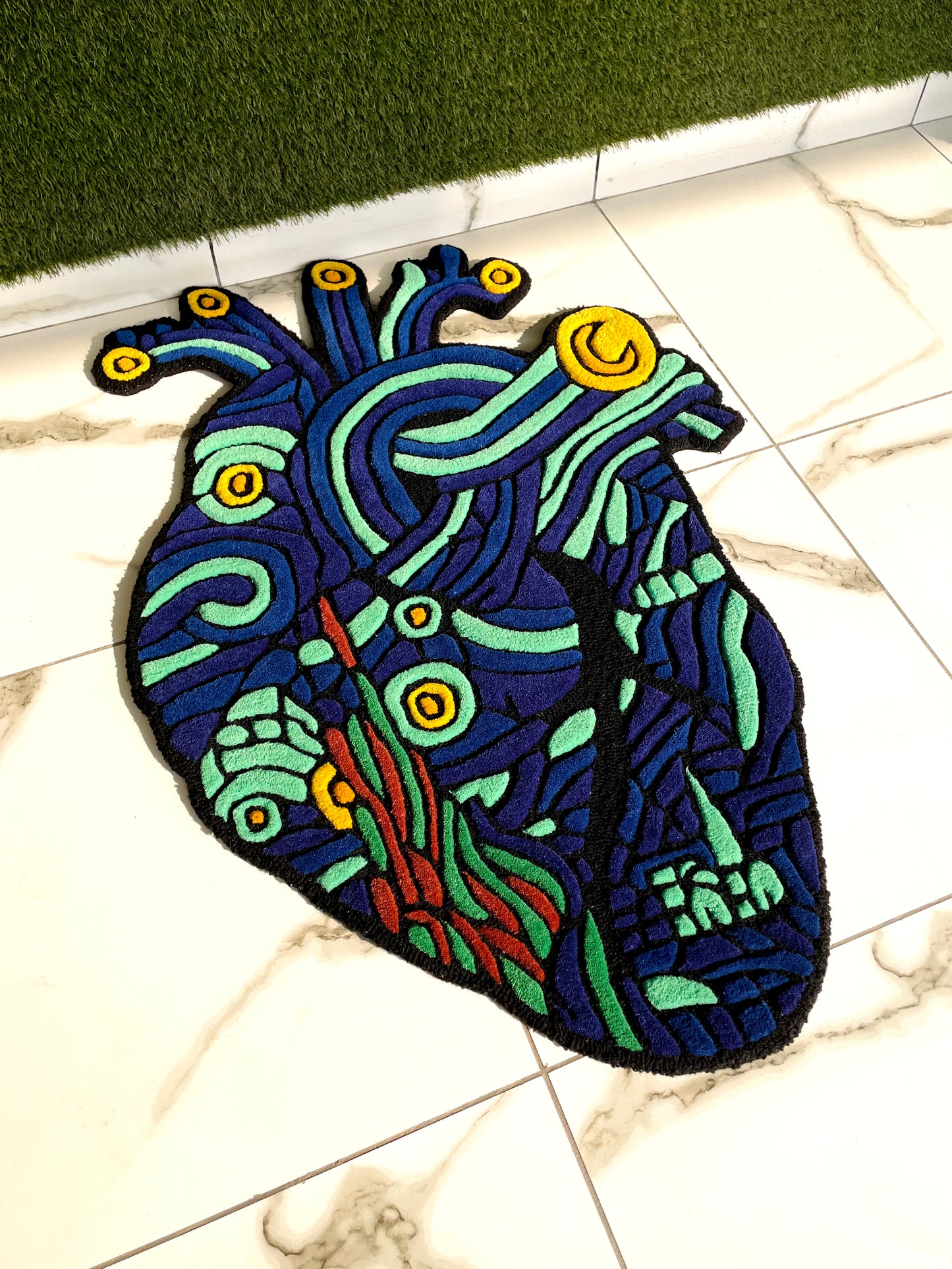 Van Gogh Starry Nights Heart Hand-Tufted Rug