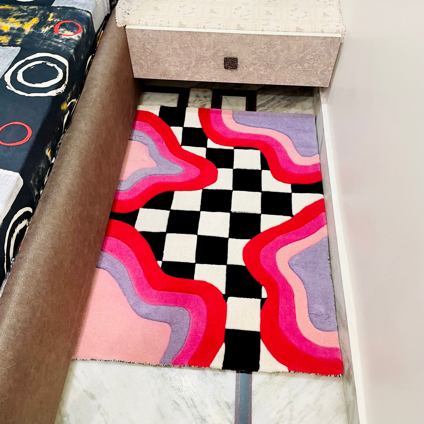 Pink Lemonade Check Hand-Tufted Rug