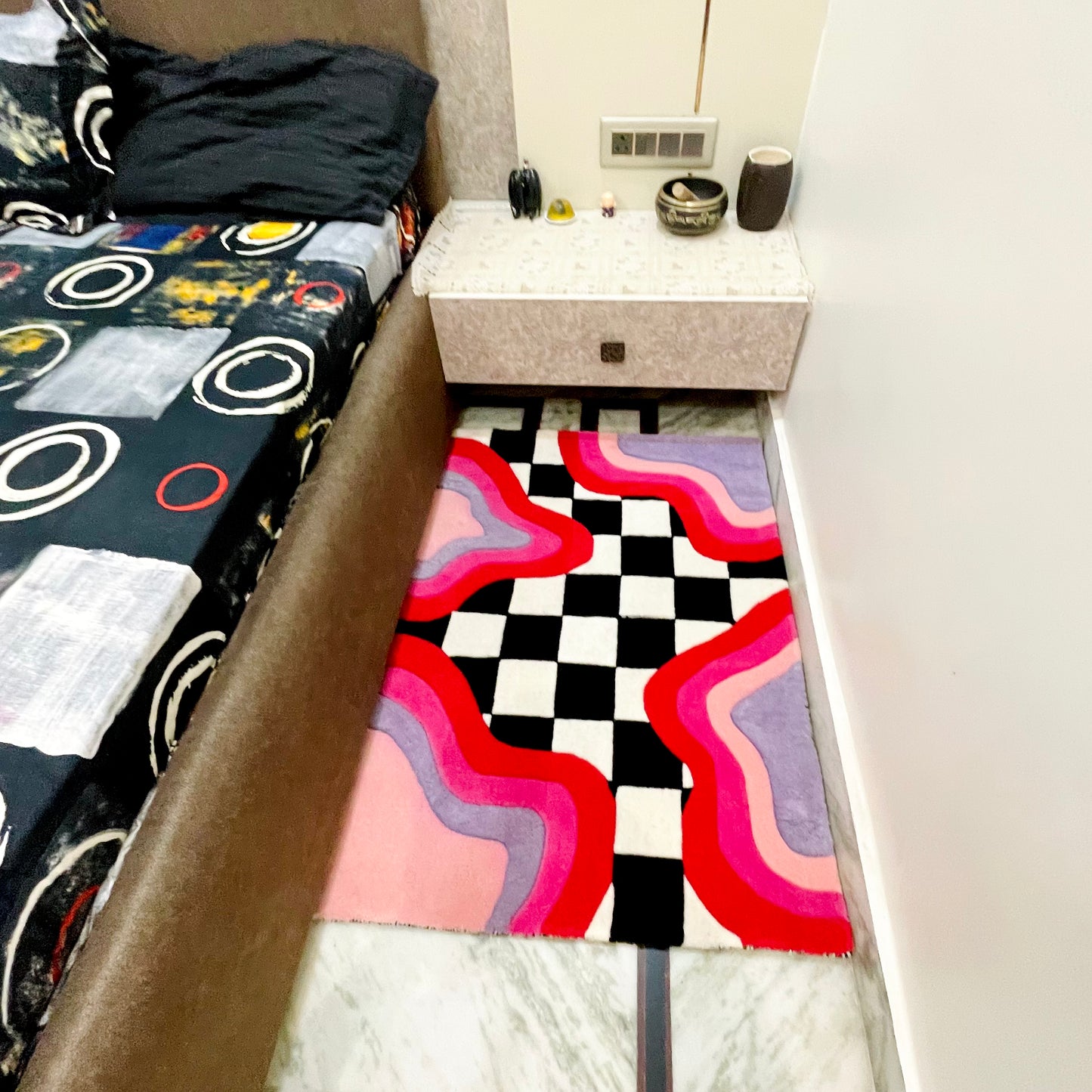 Pink Lemonade Check Hand-Tufted Rug
