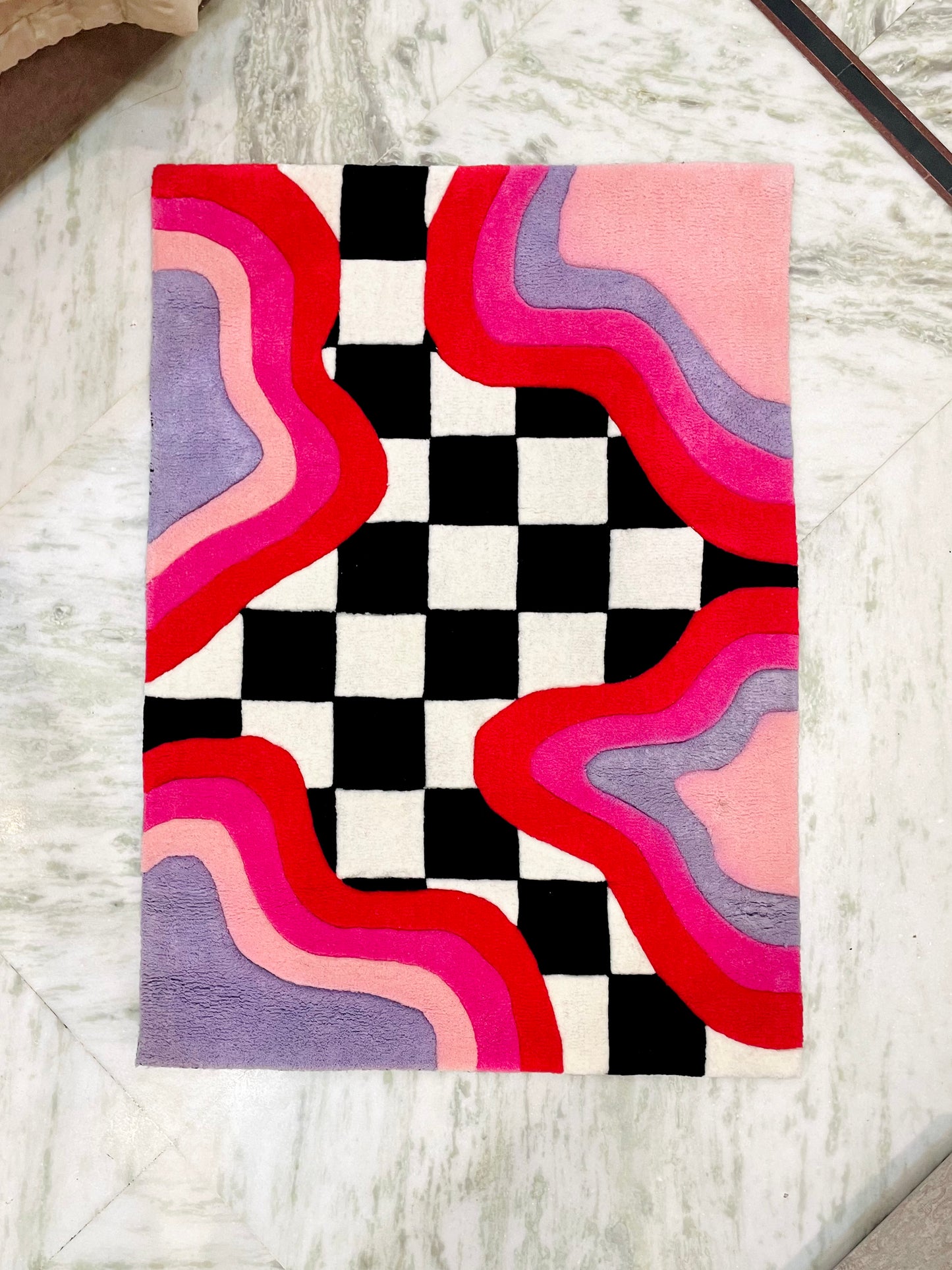Pink Lemonade Check Hand-Tufted Rug