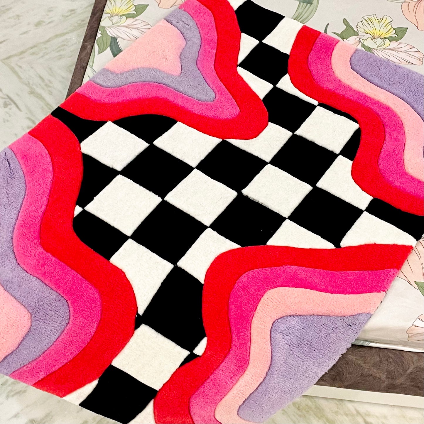 Pink Lemonade Check Hand-Tufted Rug