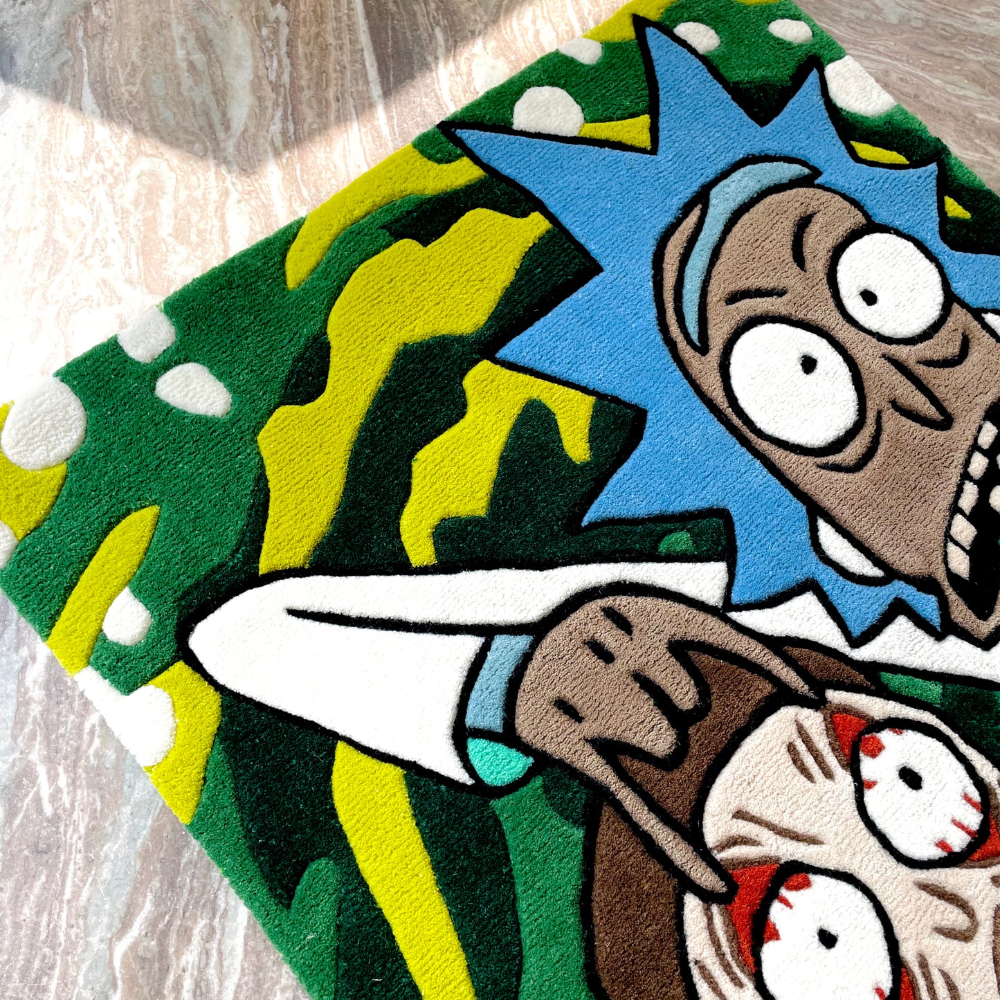Rick and Morty Portal Hand-Tufted Rug closeup