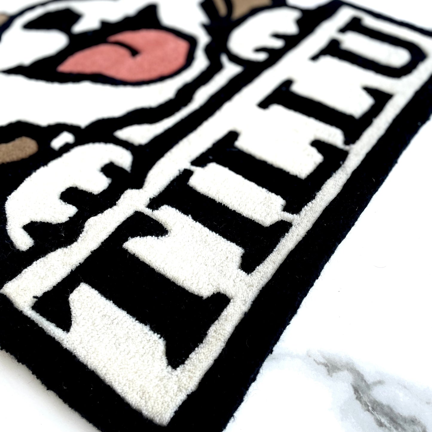 Shih Tzu Peeking Hand-Tufted Rug closeup