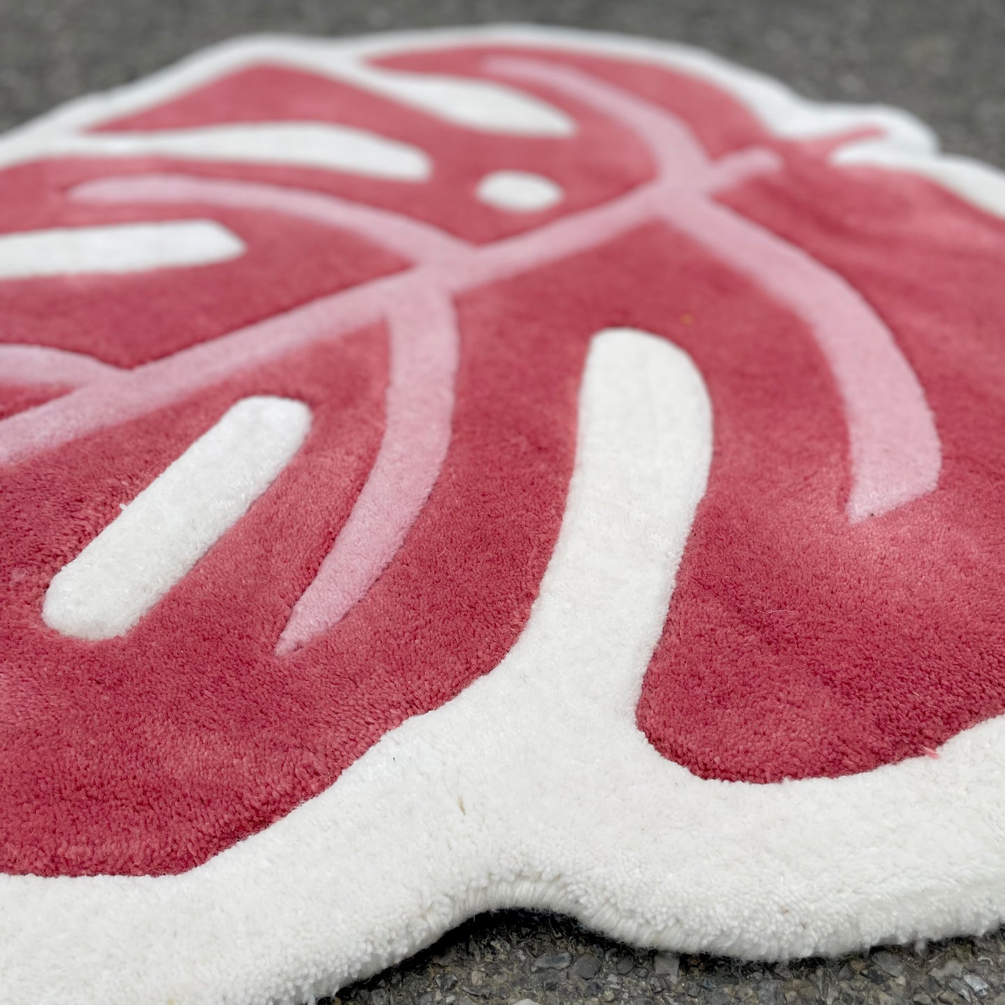 Monstera Leaf Hand-Tufted Rug closeup