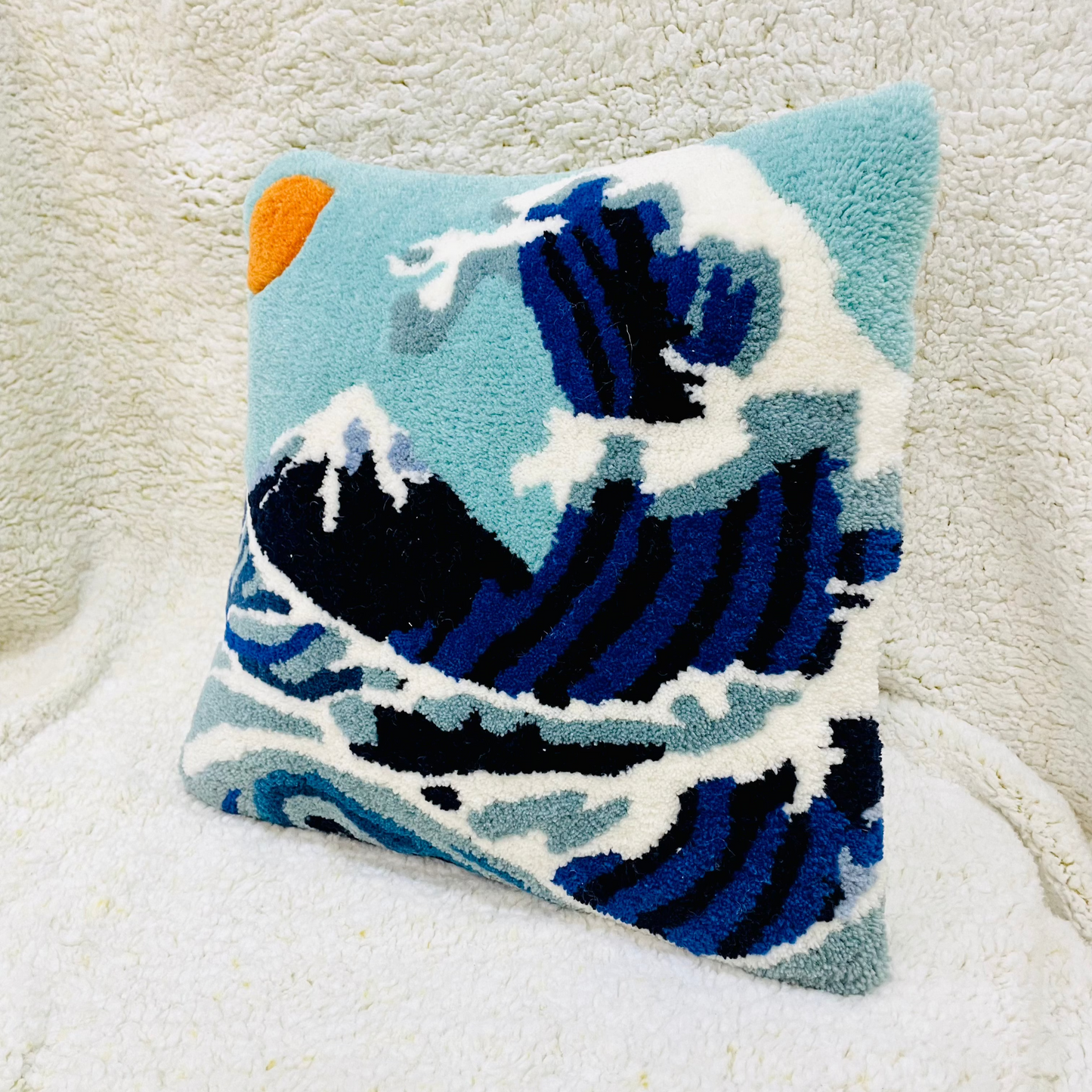 Great Wave Off Kanagawa Tufted Cushion Cover