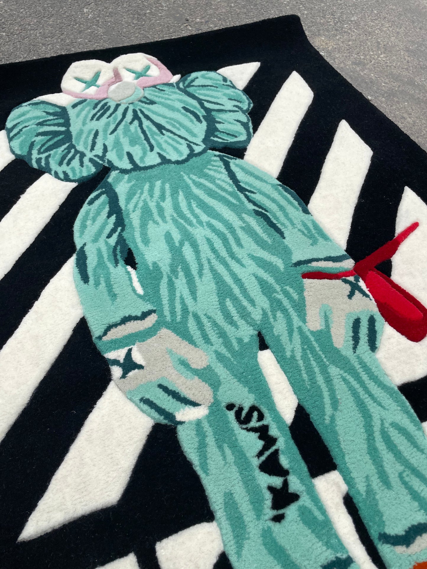 Kaws BFF Green Figurine Hand-Tufted Rug side view