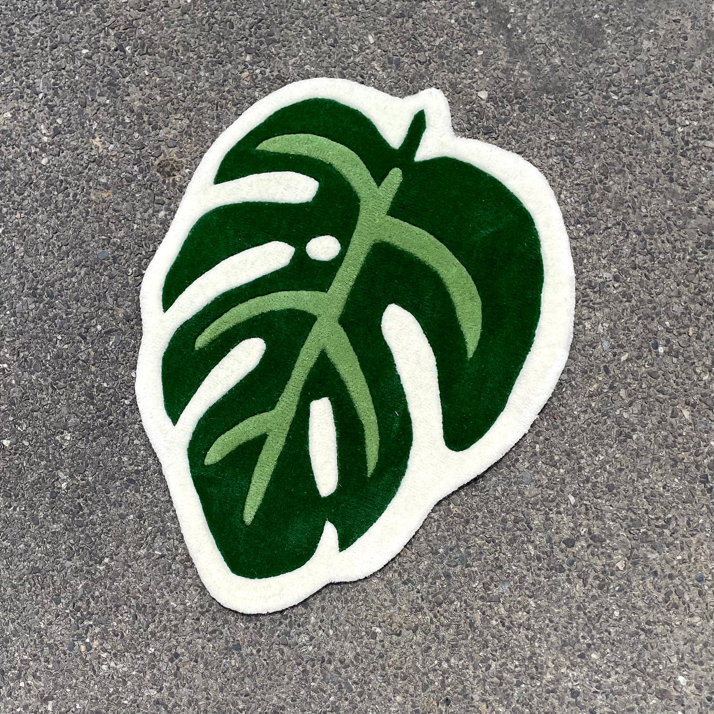 Monstera Leaf Hand-Tufted Rug green top view