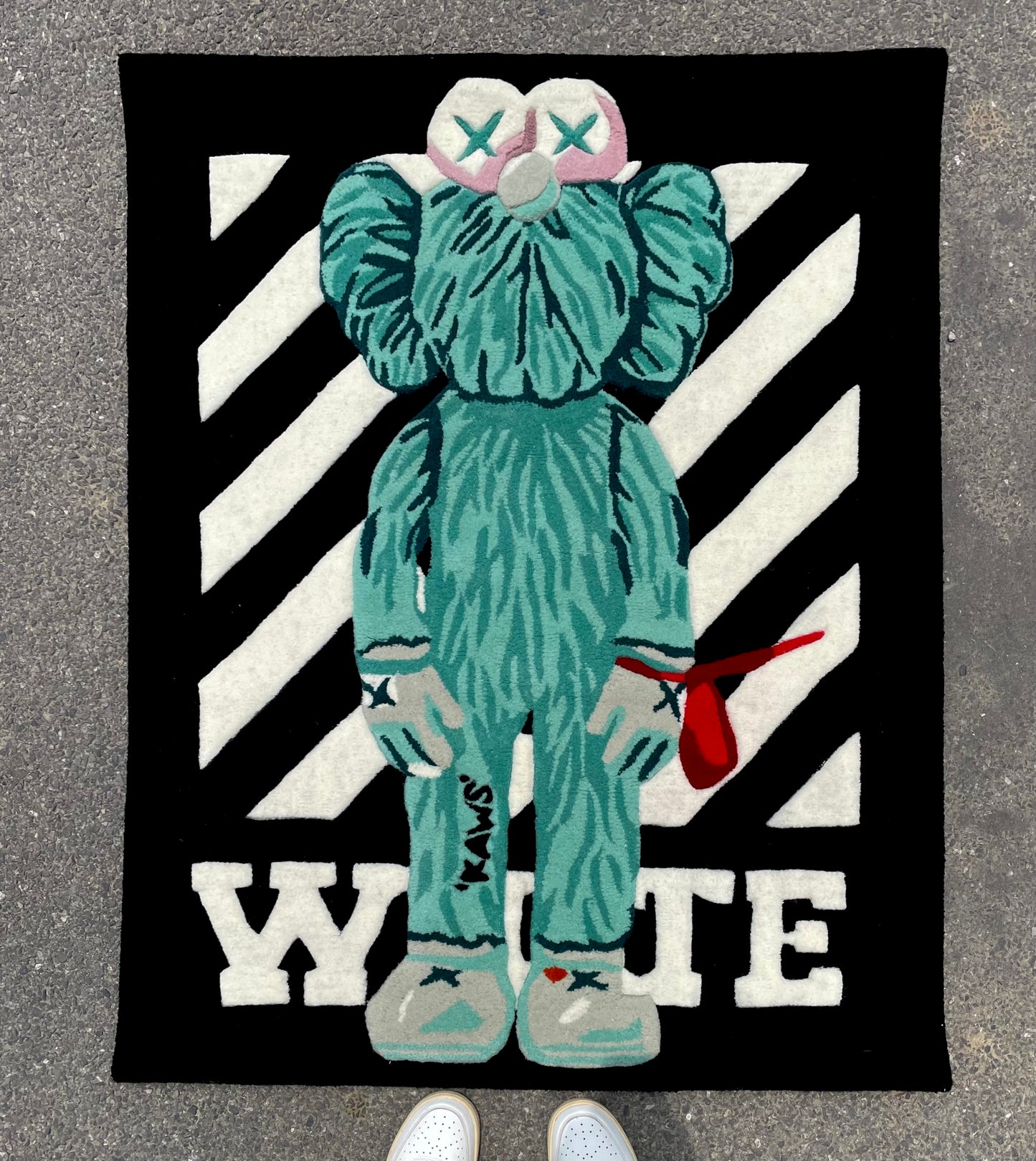 Kaws BFF Green Figurine Hand-Tufted Rug | Ready To Ship