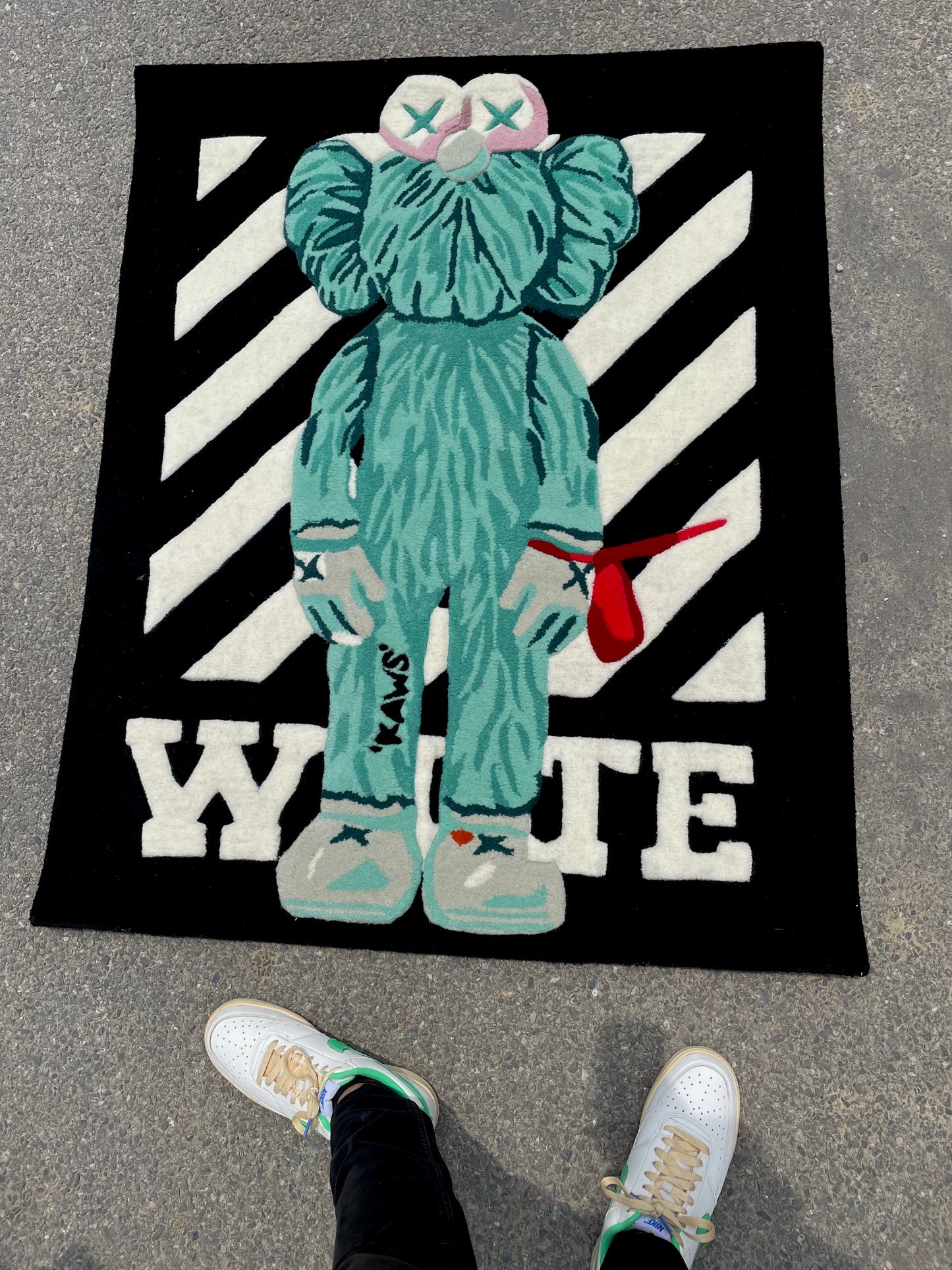 Kaws BFF Green Figurine Hand-Tufted Rug side view