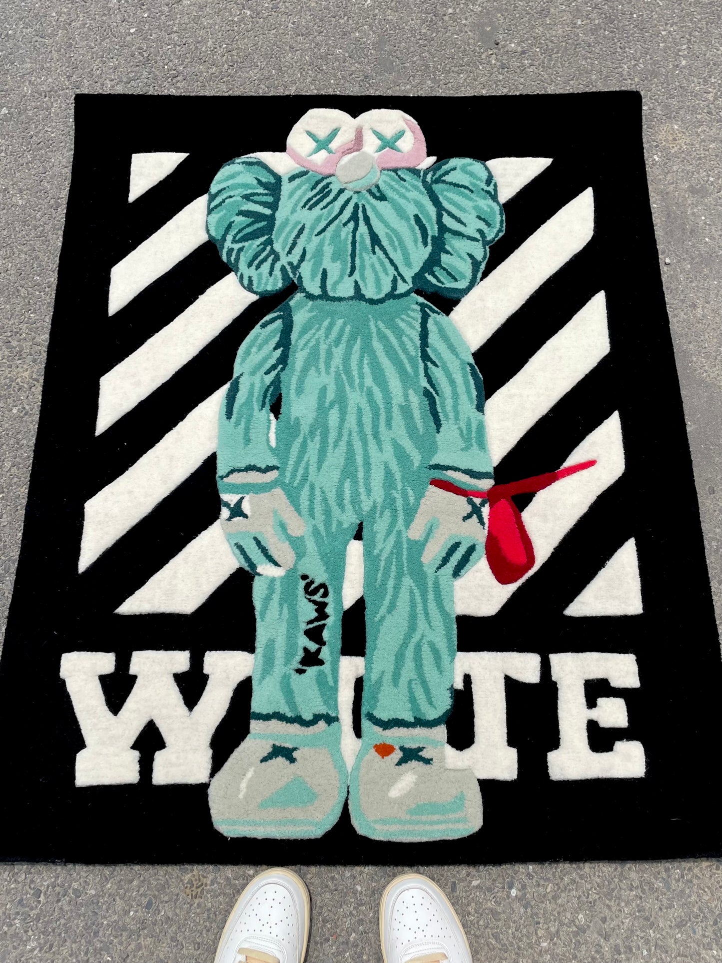 Kaws BFF Green Figurine Hand-Tufted Rug