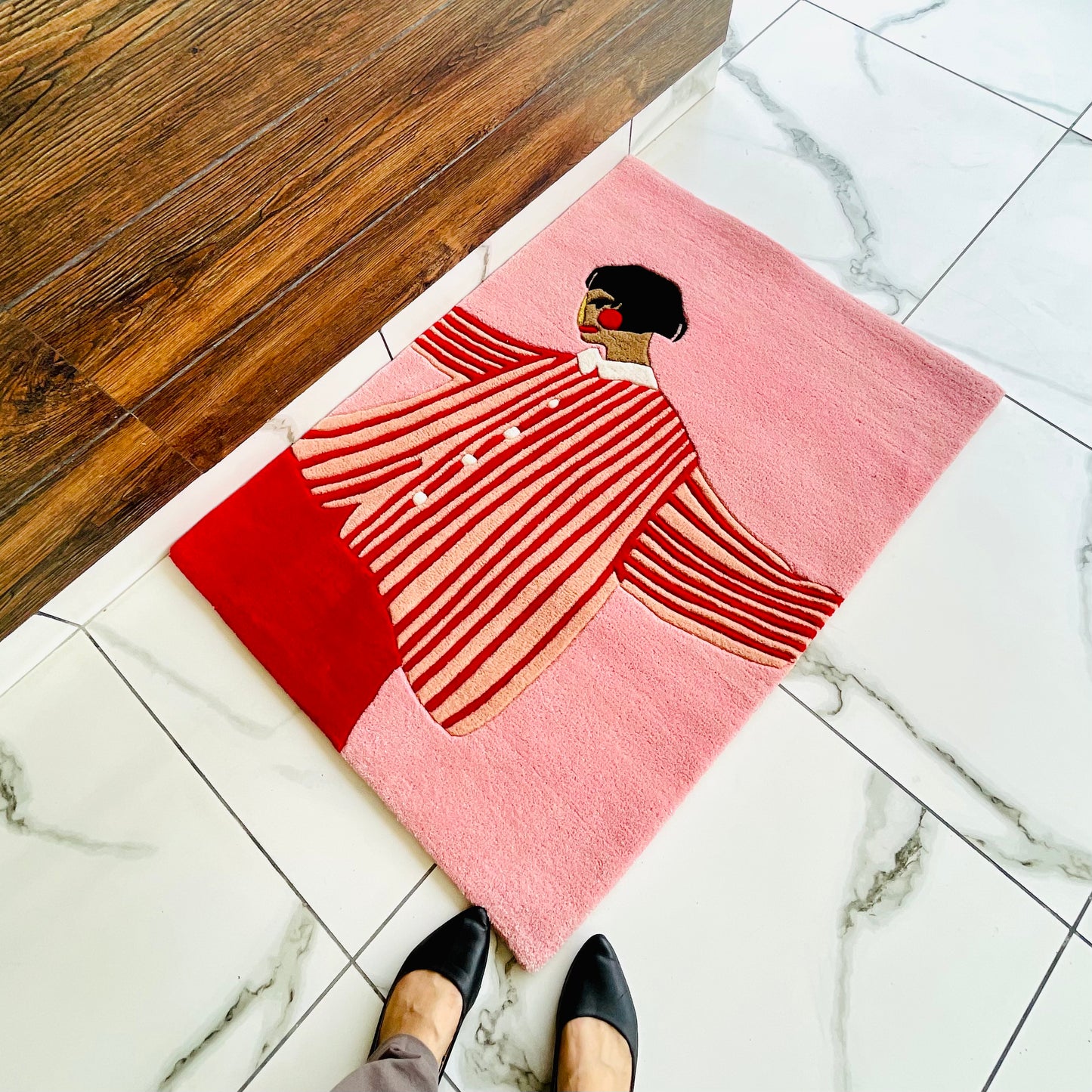 The Girl In Red Stripes Hand-Tufted Rug | Ready To Ship