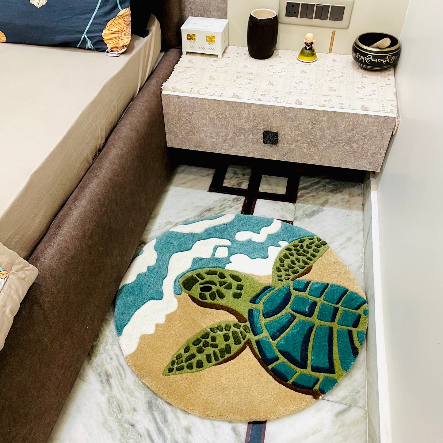 Sea Turtle Beachside Hand-Tufted Rug