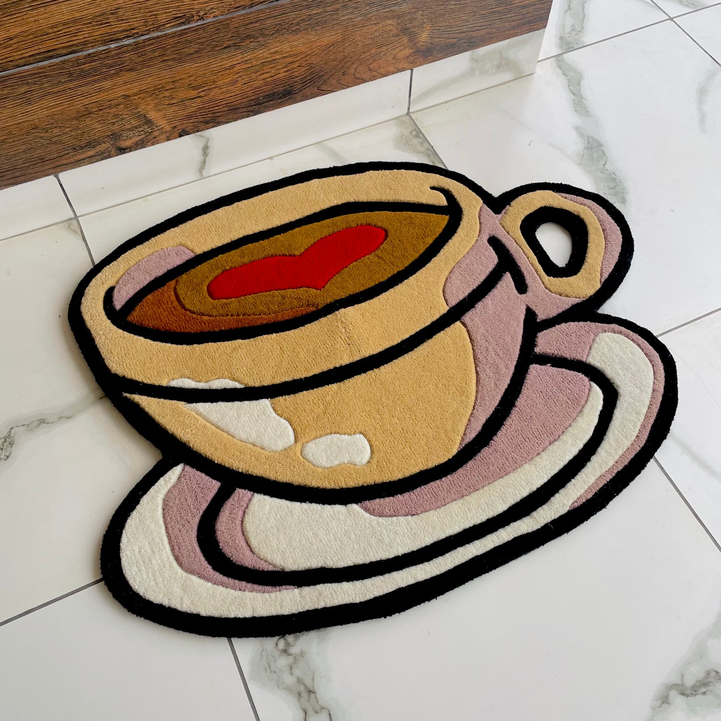 Heart on Coffee Hand-Tufted Rug side view