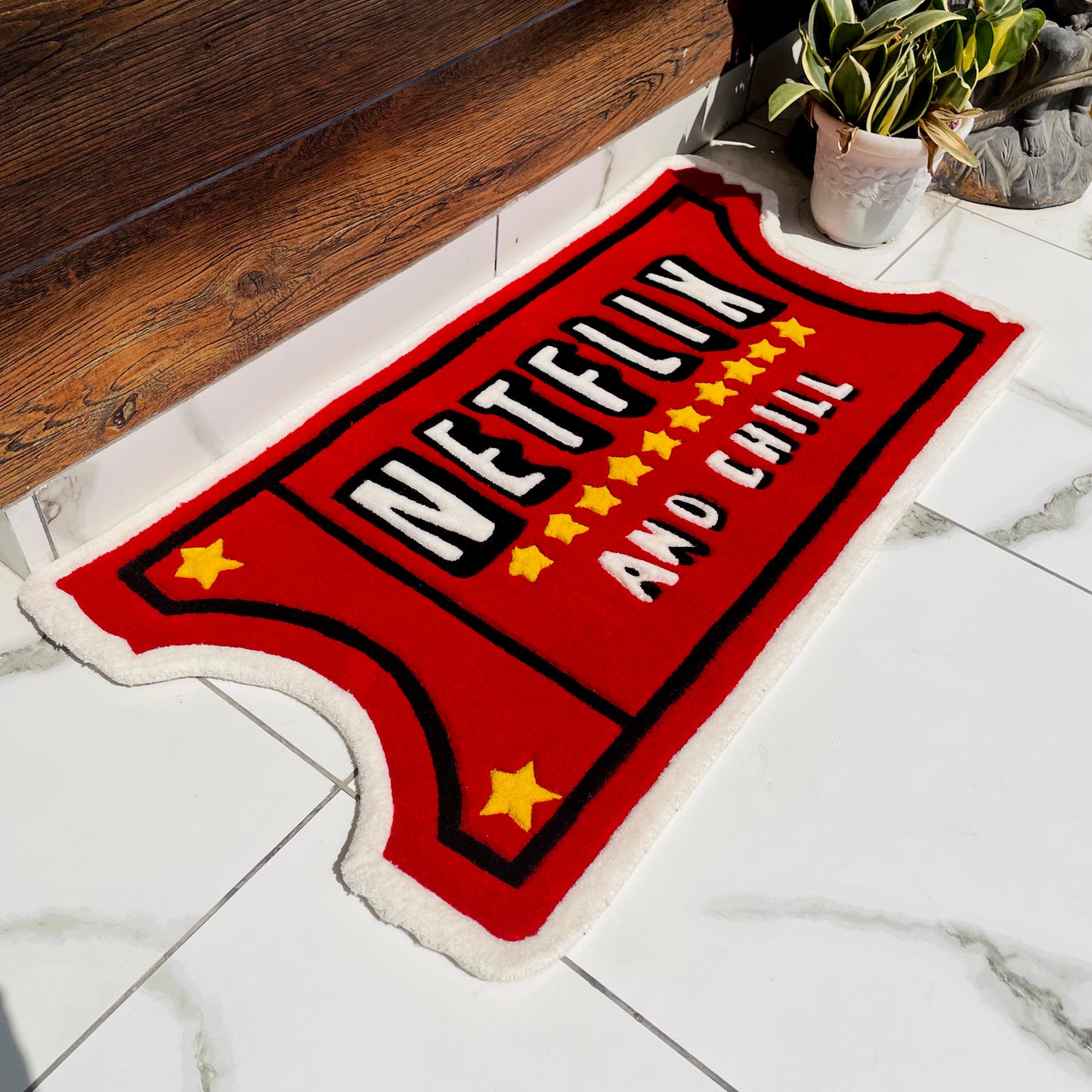 Ticket To Netflix And Chill Hand-Tufted Rug