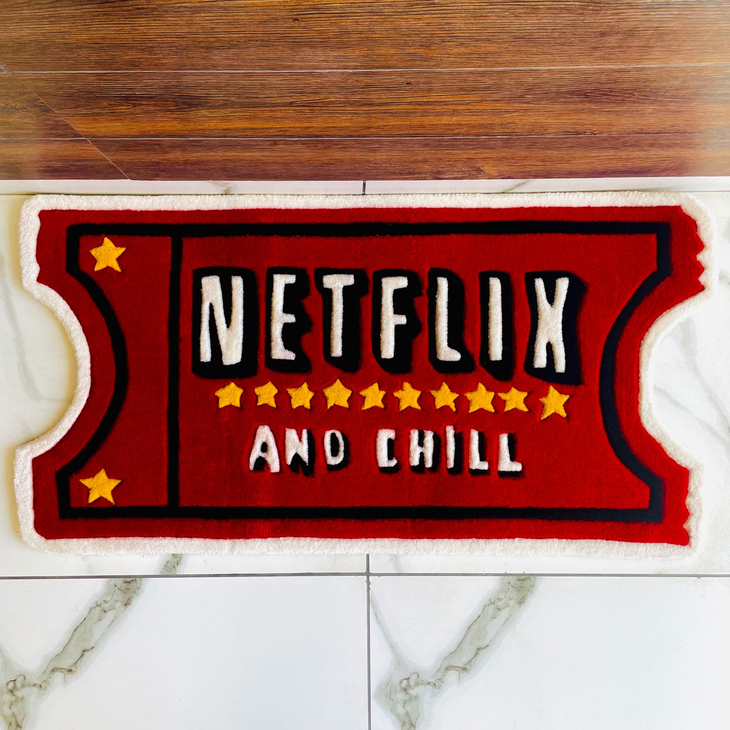 Ticket To Netflix And Chill Hand-Tufted Rug