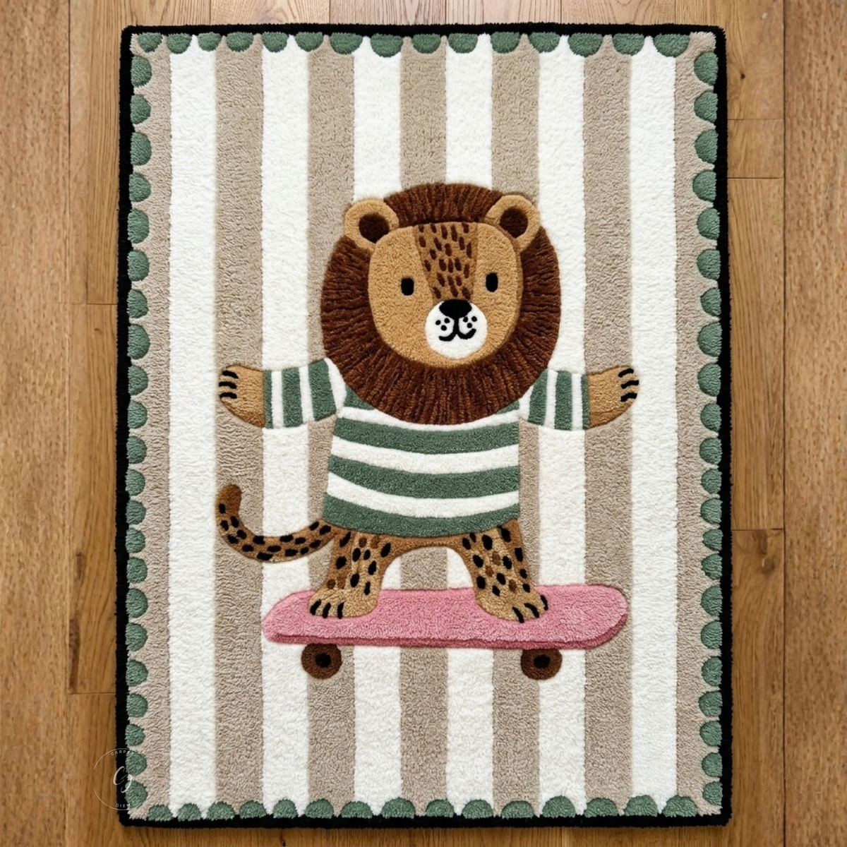 Skater Lion Hand-Tufted Rug
