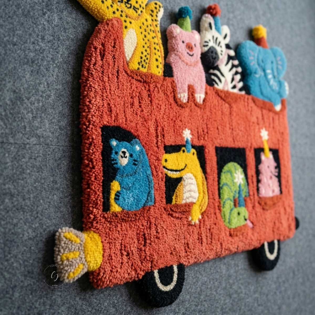 Party Bus Animals Hand-Tufted Rug