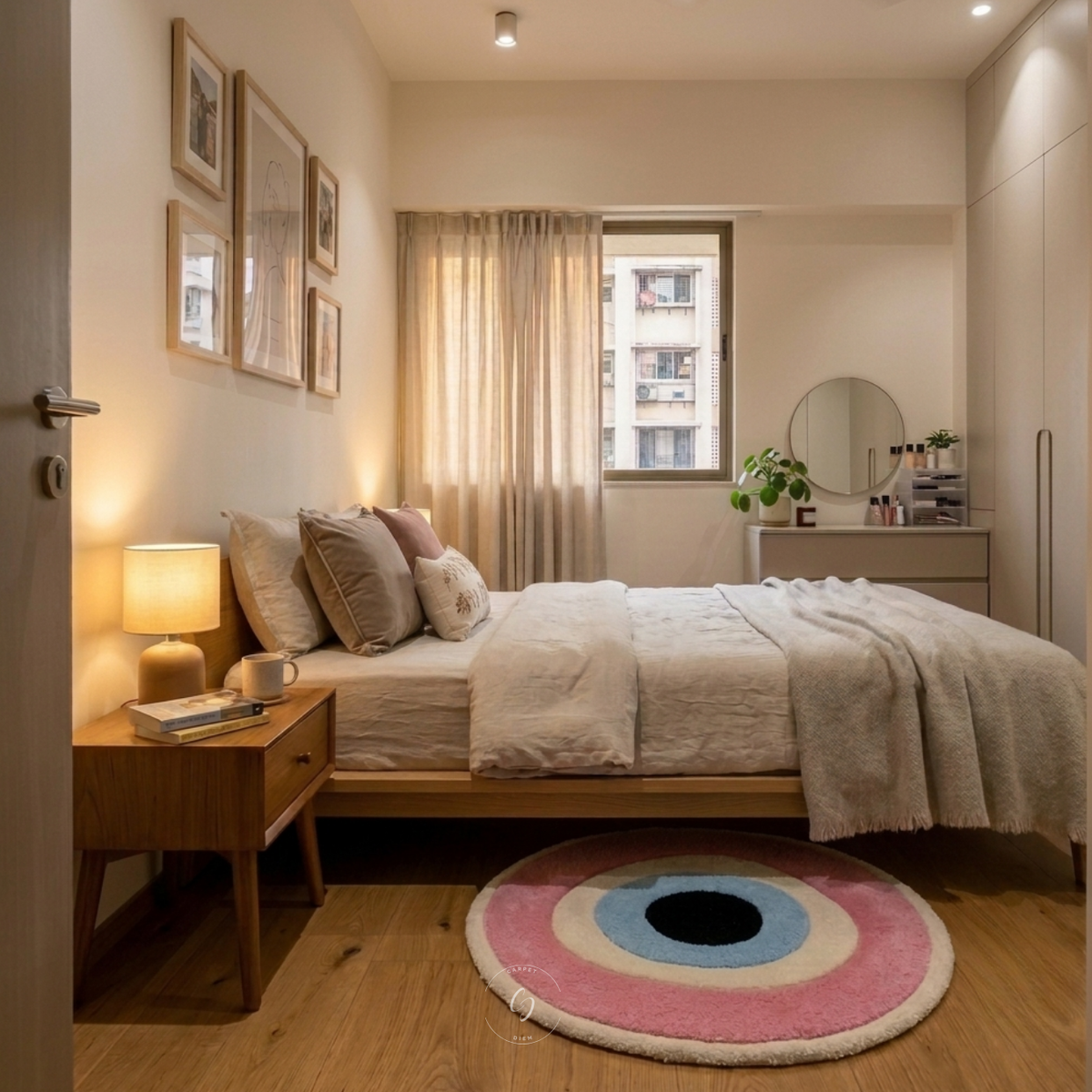 Pink Evil Eye Hand Tufted Rug