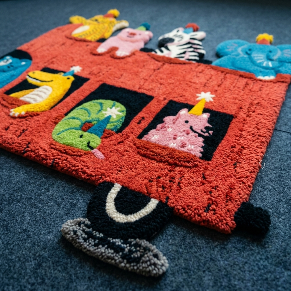 Party Bus Animals Hand-Tufted Rug