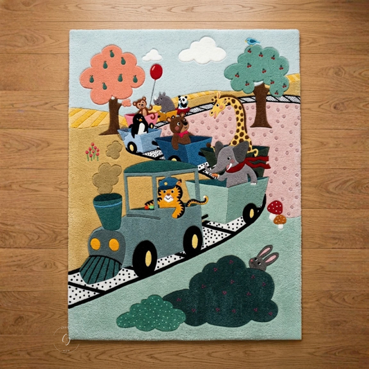 Animal Express Train Hand-Tufted Rug