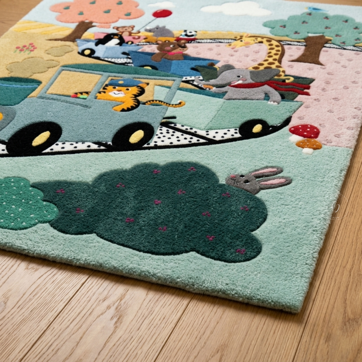 Animal Express Train Hand-Tufted Rug