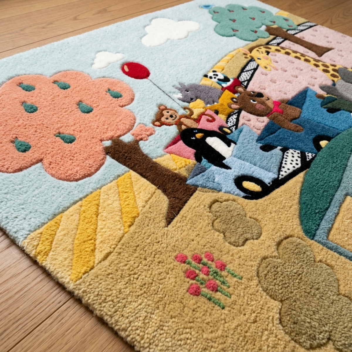 Animal Express Train Hand-Tufted Rug