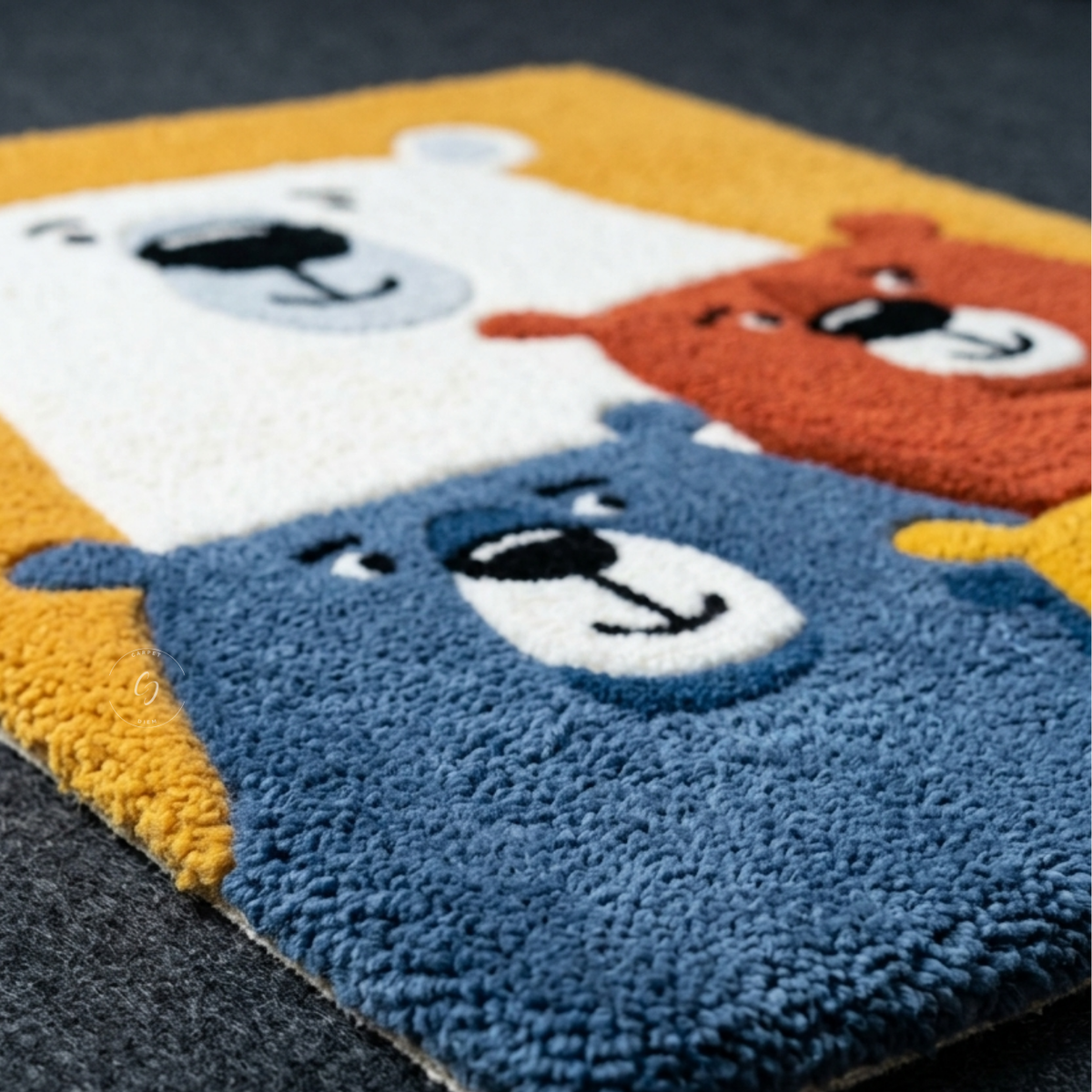Cute Bear Family Hand-Tufted Rug