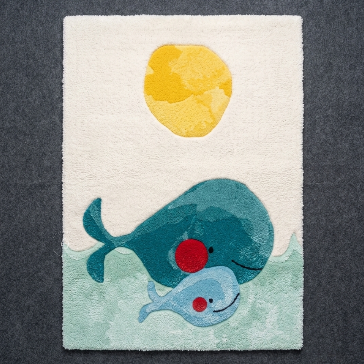 Mama & Baby Whale Hand-Tufted Rug