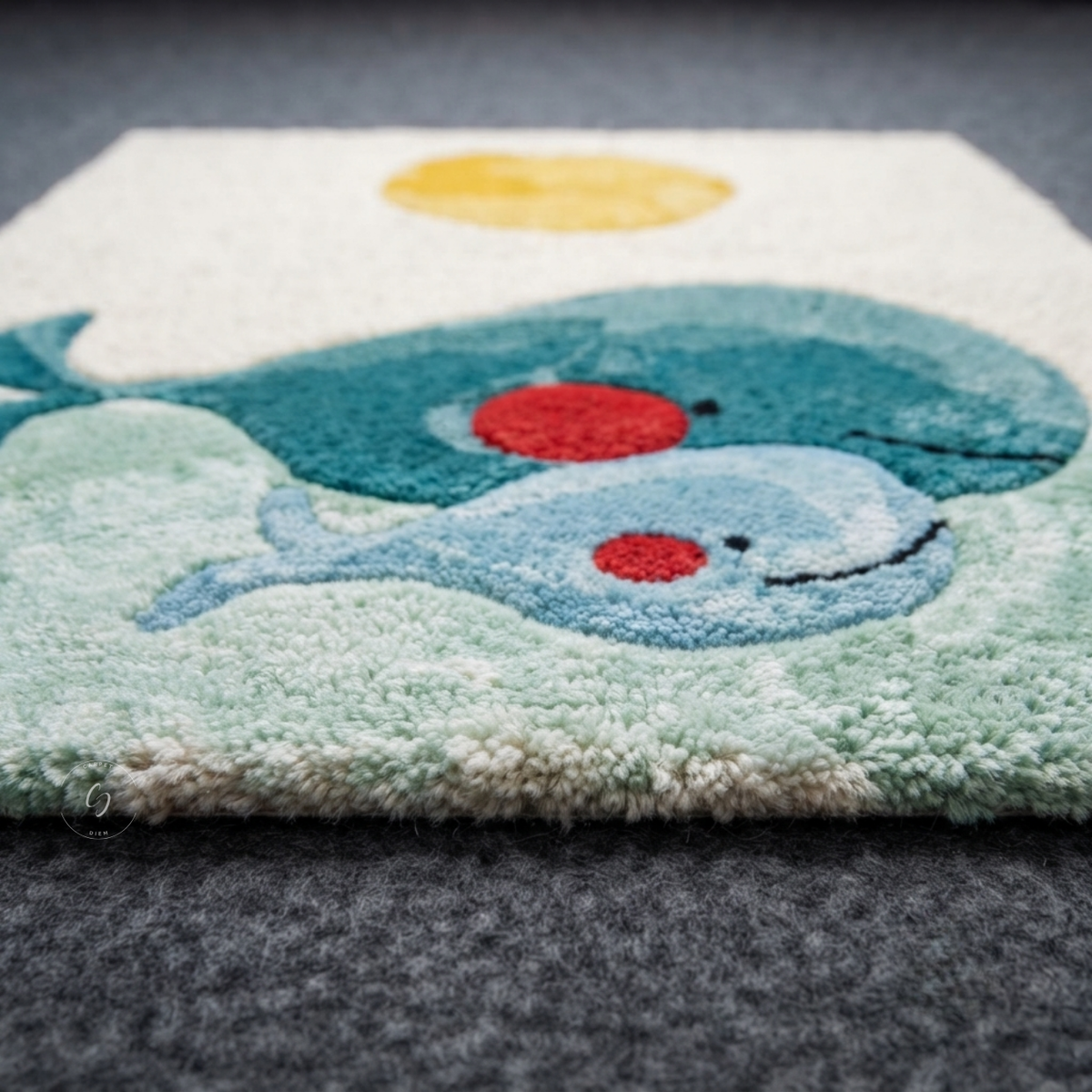 Mama & Baby Whale Hand-Tufted Rug