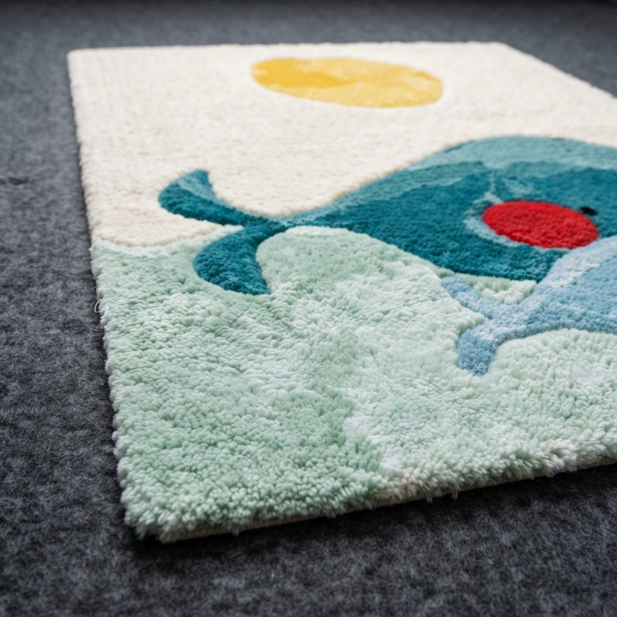 Mama & Baby Whale Hand-Tufted Rug