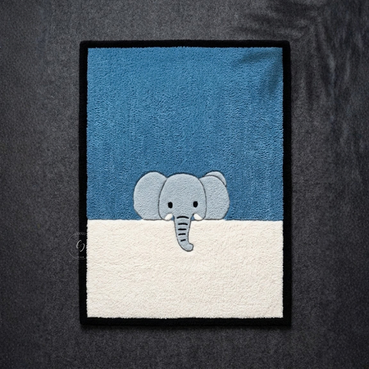 Peekaboo Elephant Hand-Tufted Rug