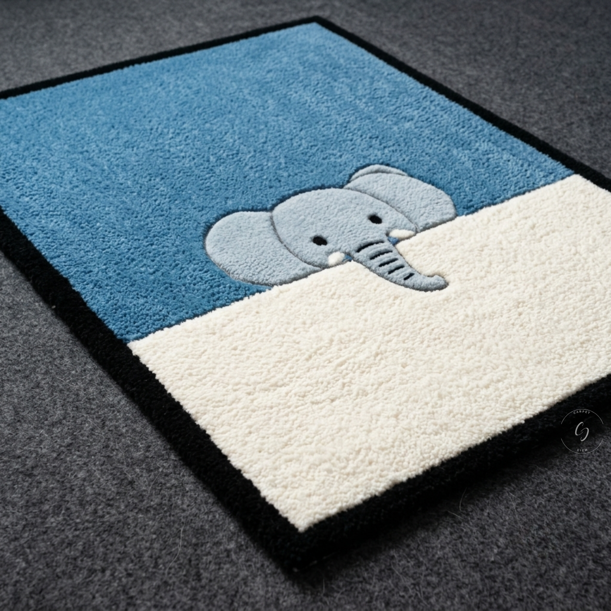 Peekaboo Elephant Hand-Tufted Rug