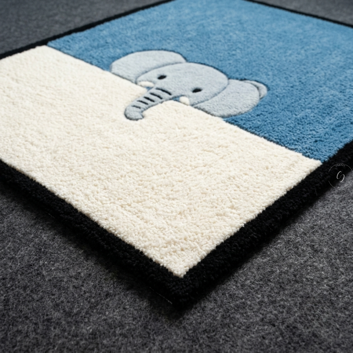 Peekaboo Elephant Hand-Tufted Rug