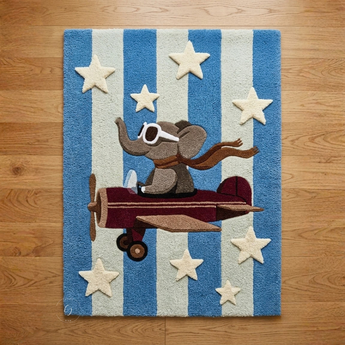 Flying Elephant Pilot Hand-Tufted Rug