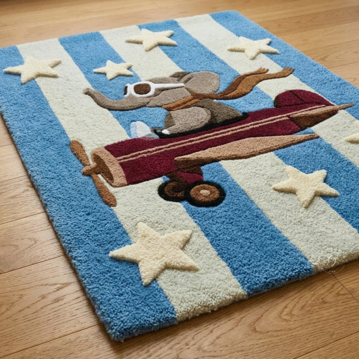 Flying Elephant Pilot Hand-Tufted Rug