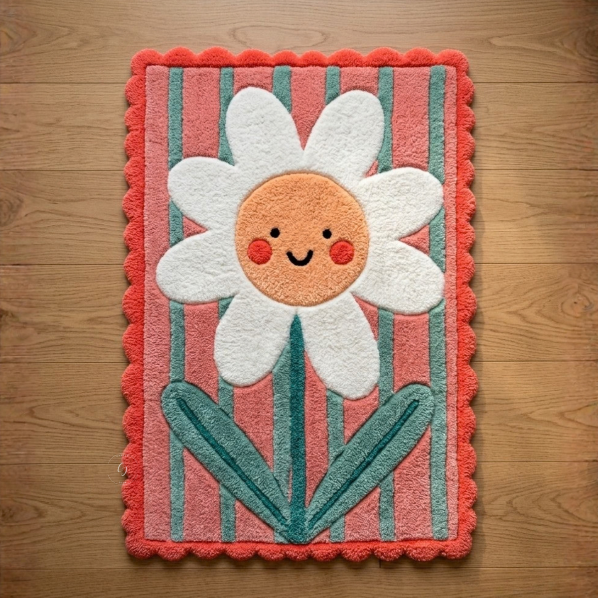 Happy Daisy Stripes Hand-Tufted Rug