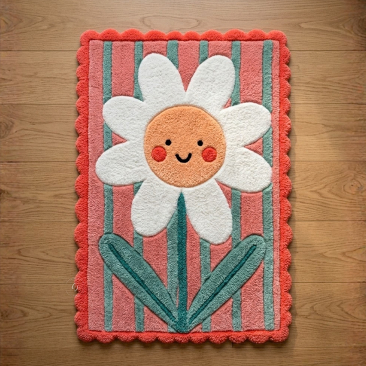 Happy Daisy Stripes Hand-Tufted Rug