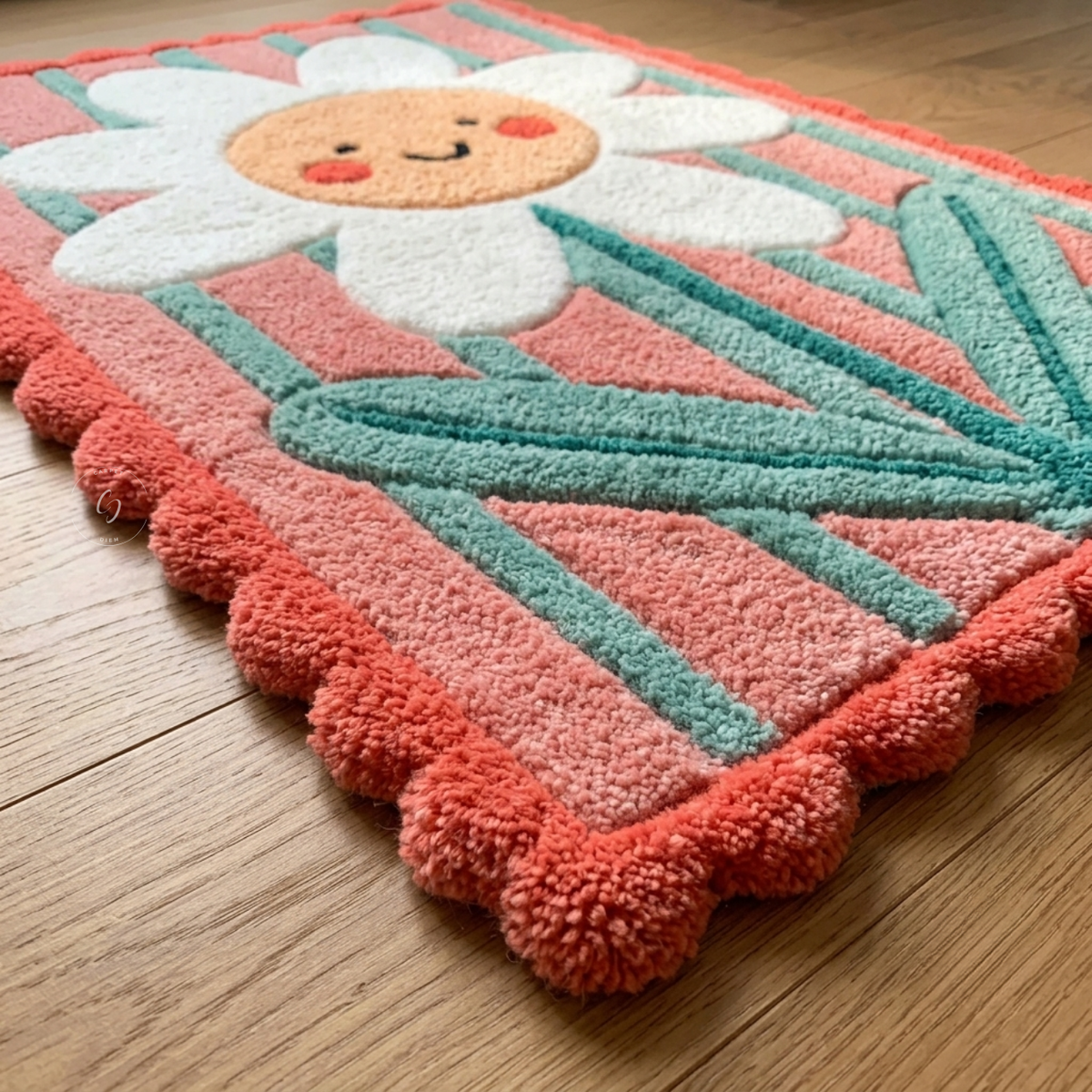 Happy Daisy Stripes Hand-Tufted Rug