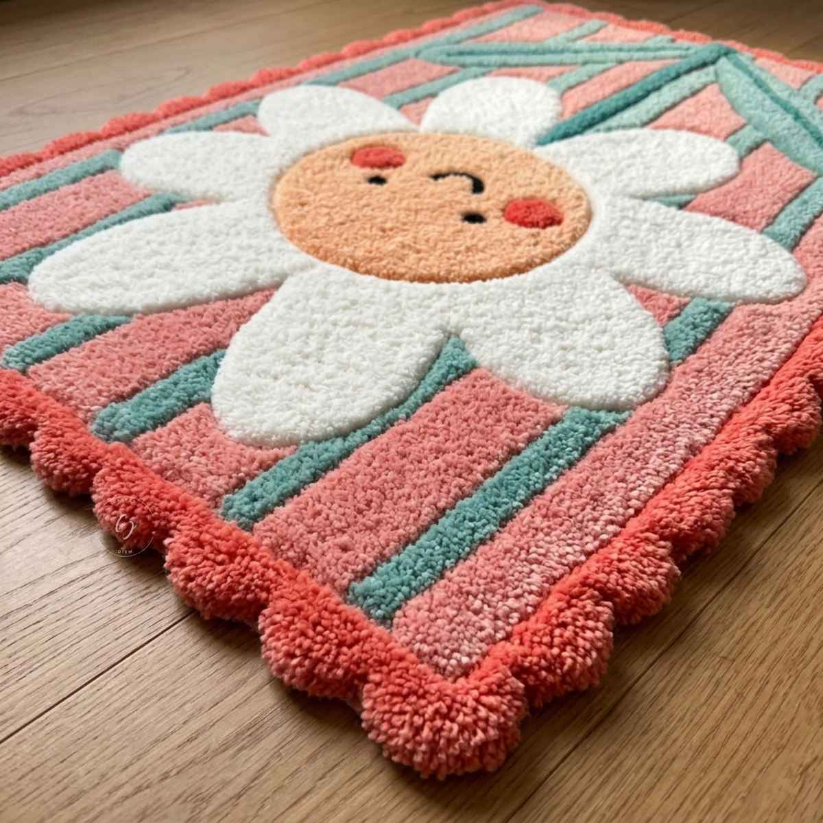 Happy Daisy Stripes Hand-Tufted Rug