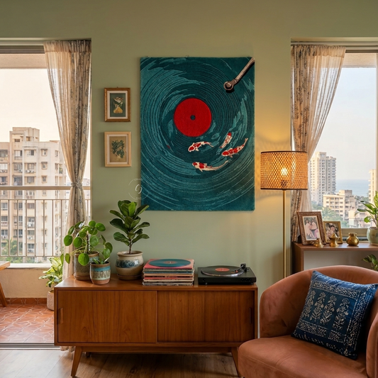 Koi Pond Vinyl Hand Tufted Rug