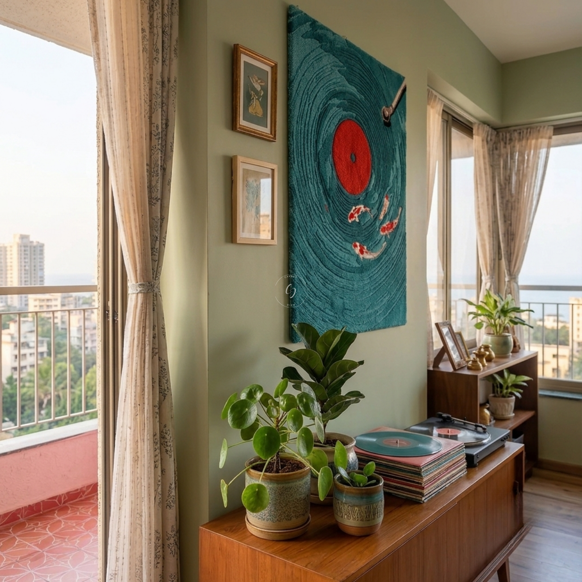 Koi Pond Vinyl Hand Tufted Rug