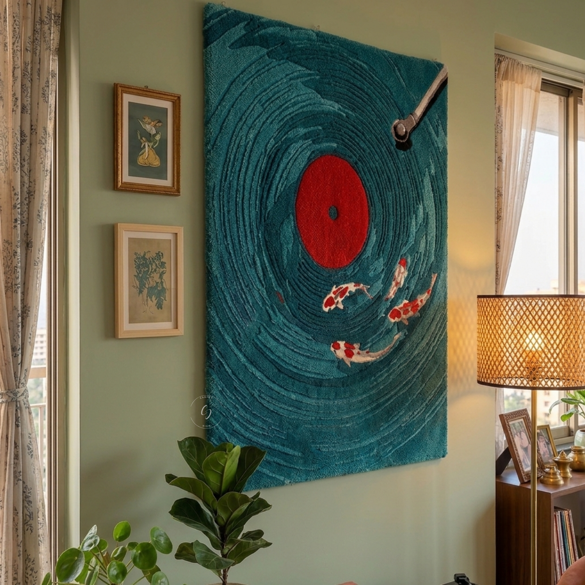 Koi Pond Vinyl Hand Tufted Rug