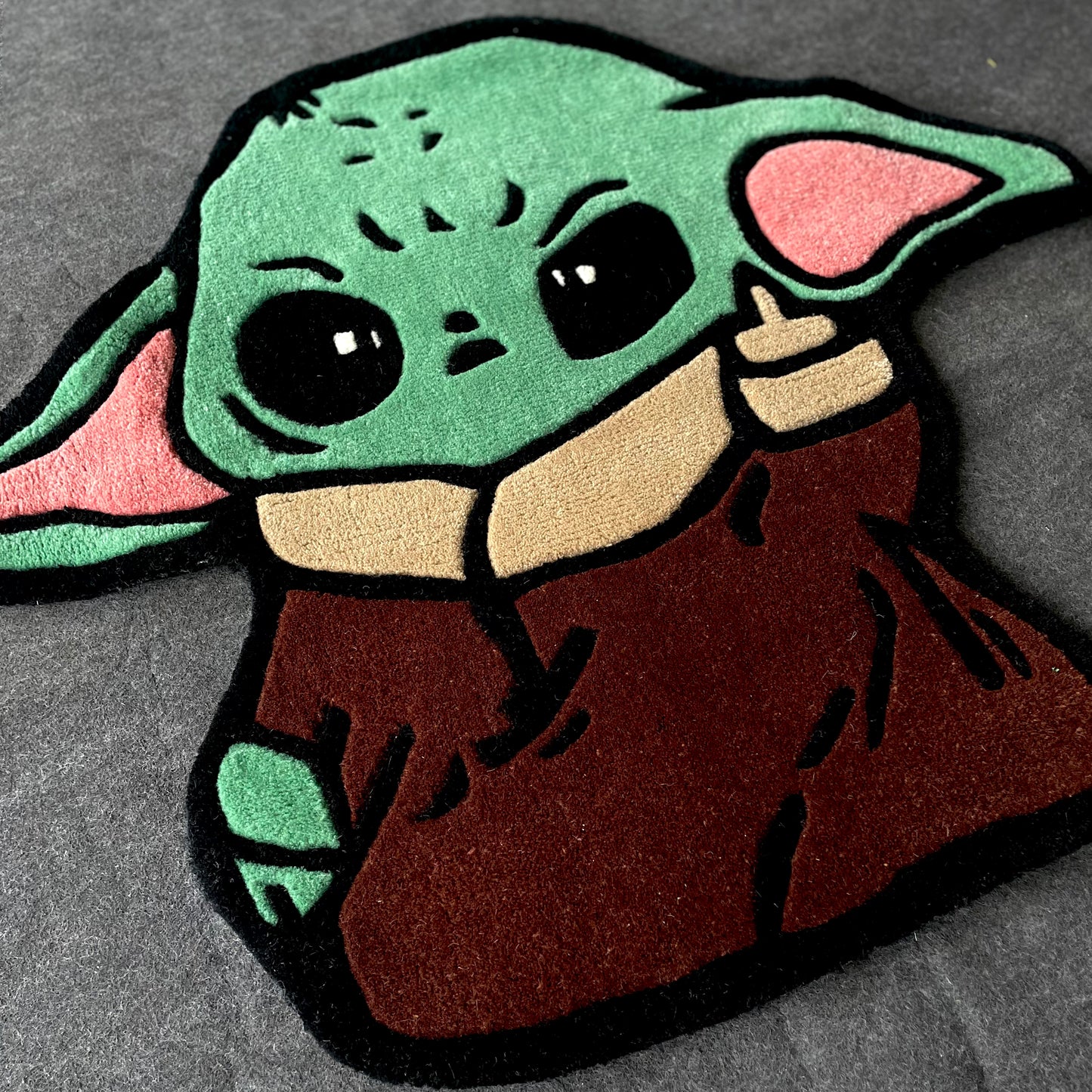 Baby Yoda Middle Finger Hand-Tufted Rug