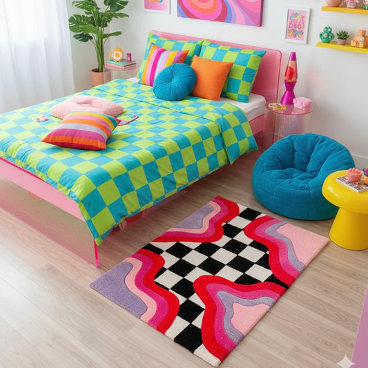 Pink Lemonade Check Hand-Tufted Rug