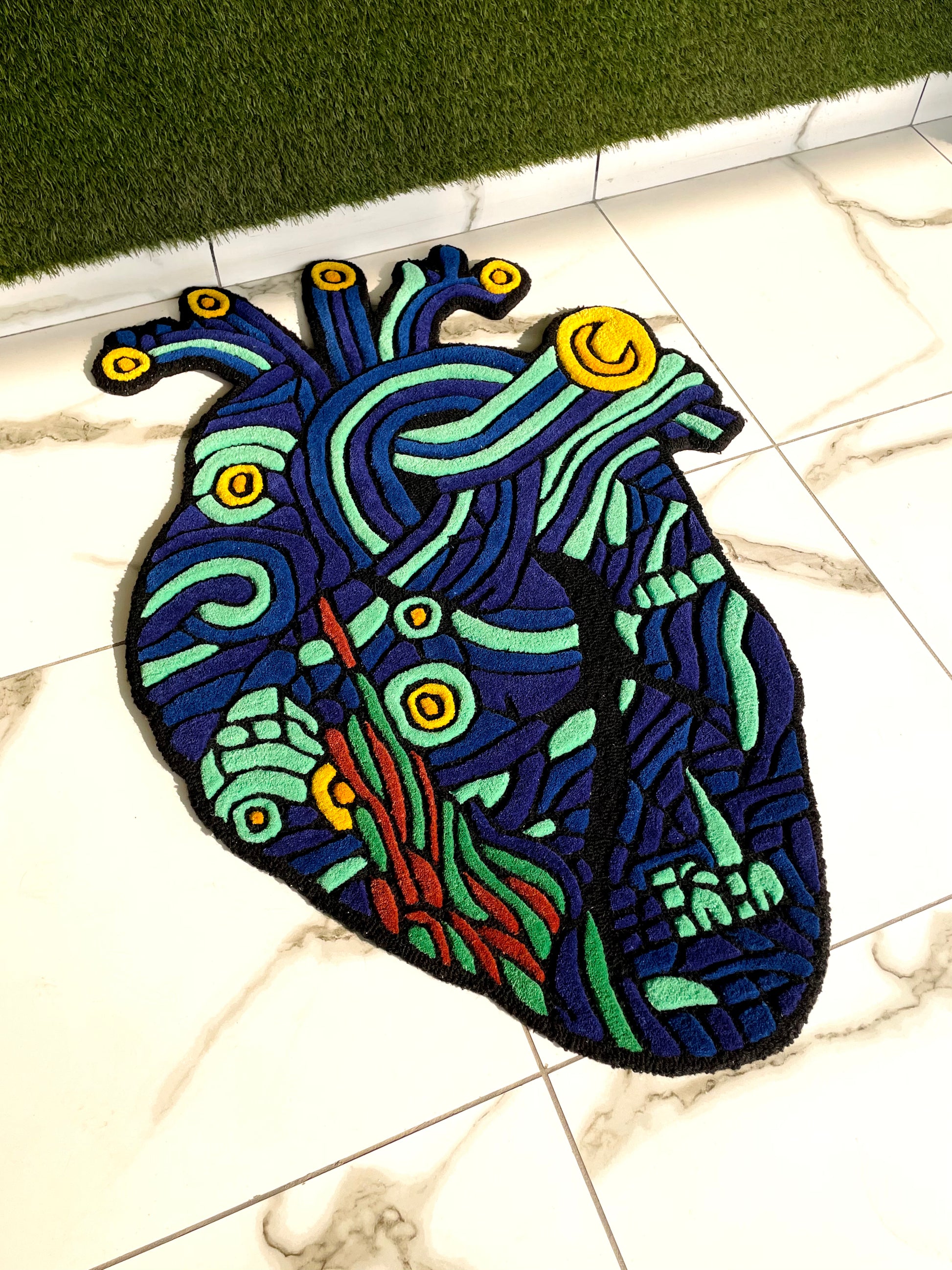 Van Gogh Starry Nights Heart Hand-Tufted Rug