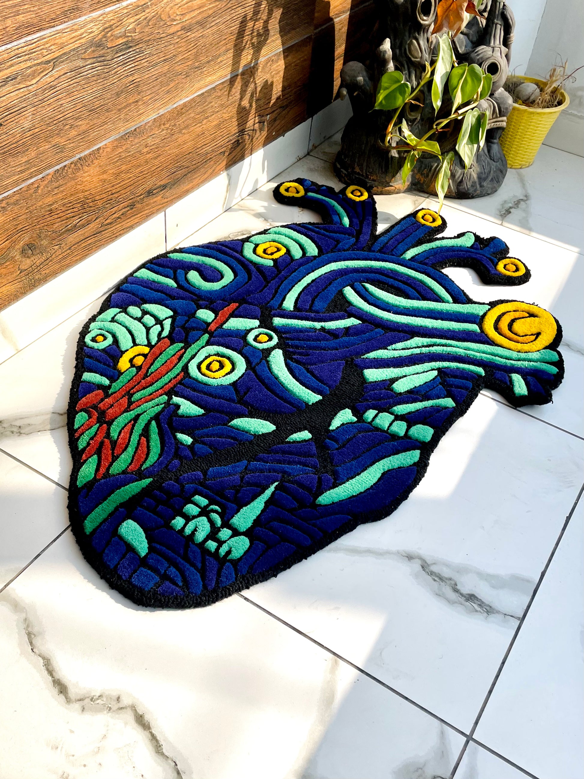 Van Gogh Starry Nights Heart Hand-Tufted Rug